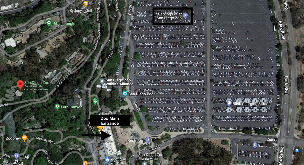 Plan de stationnement du zoo de San Diego