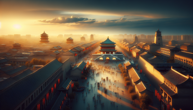 Capitale chinoise : muraille et tour de la cloche à Xi'an.