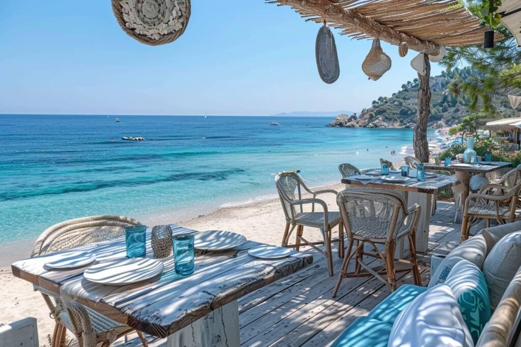 Karma Beach Bandol : restaurant de plage méditerranéen avec vue panoramique sur la mer