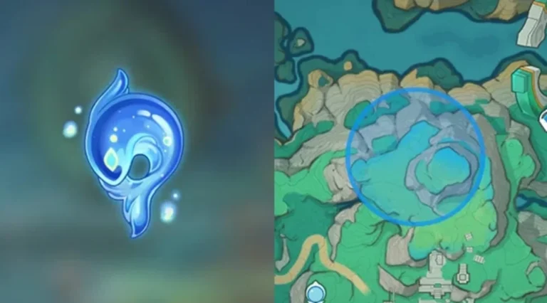 Illustration montrant une carpe spirituelle dans un environnement mystique de Genshin Impact avec des effets visuels enchanteurs.