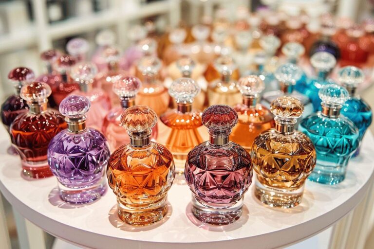 Guide visuel des parfums de La Maison des Essences avec tableau de correspondance