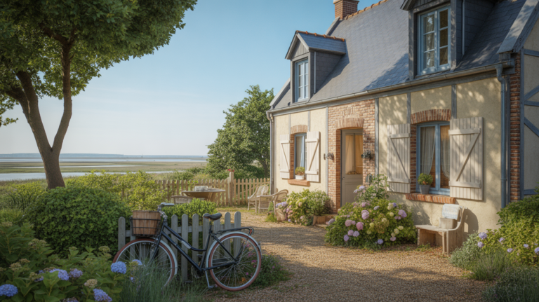 Maison d’hôtes authentique au Crotoy avec façade traditionnelle, végétation naturelle et ambiance chaleureuse en bord de baie.
