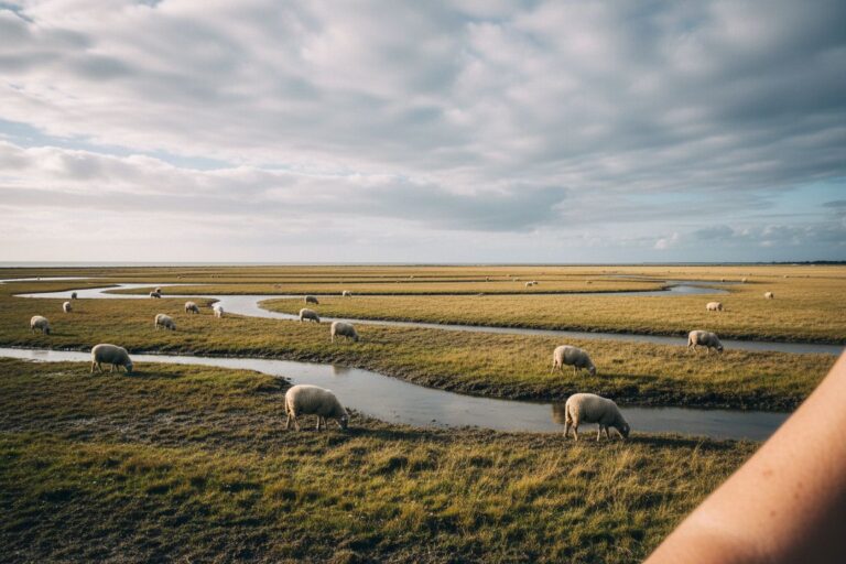 Les mollières de la baie de Somme, moutons de pré-salé et ciel immense